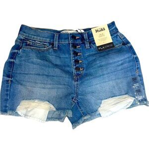 Juniors' Mudd High Rise Exposed Button Shorts
5, Medium Wash NWT